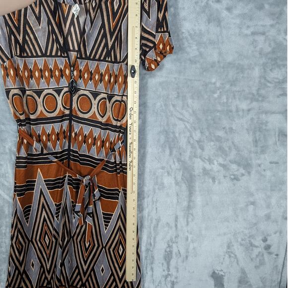 Vintage Dress Womens 10 Medium Geometric Brown Black 1970s Retro Boho READ - Picture 5 of 12